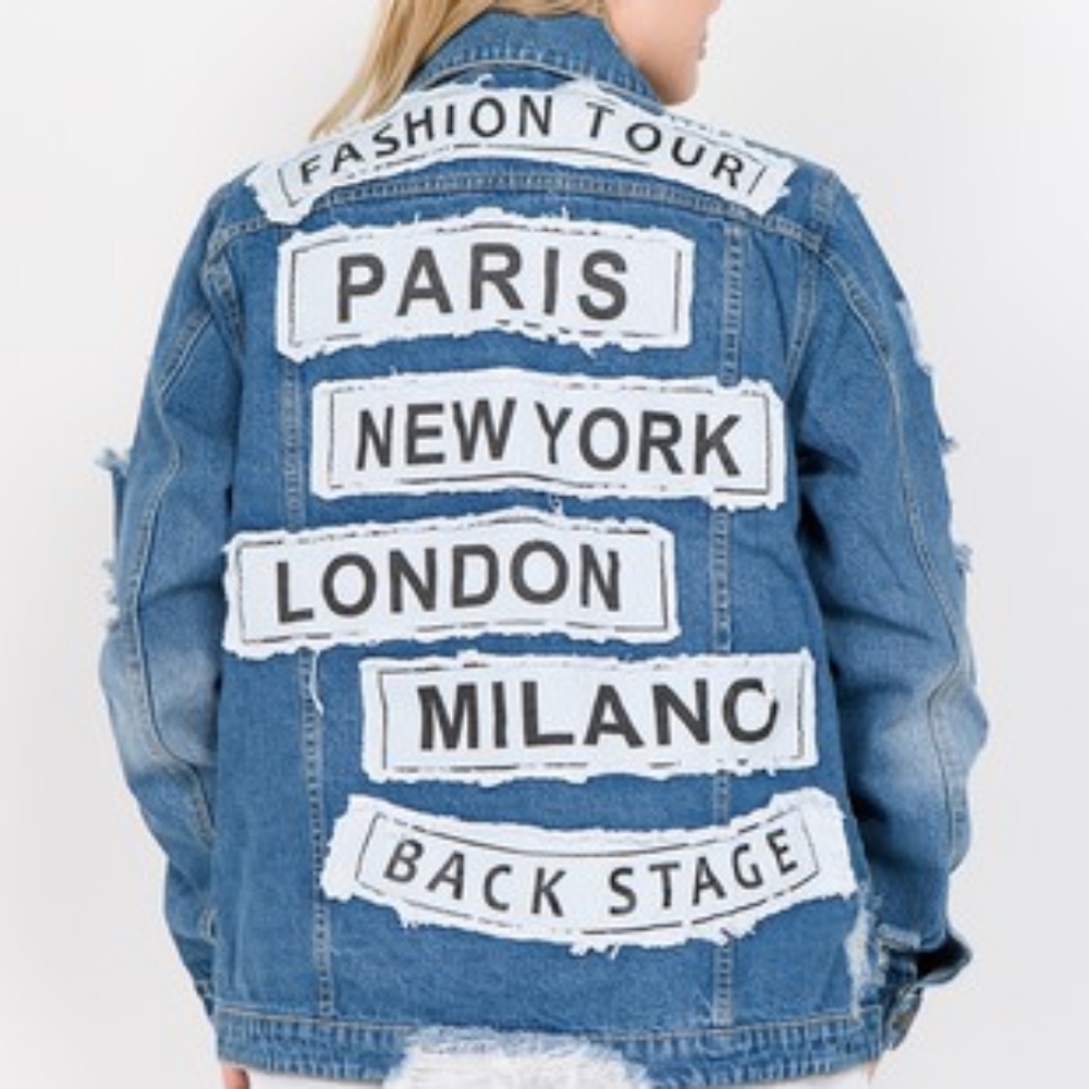Distressed denim jacket